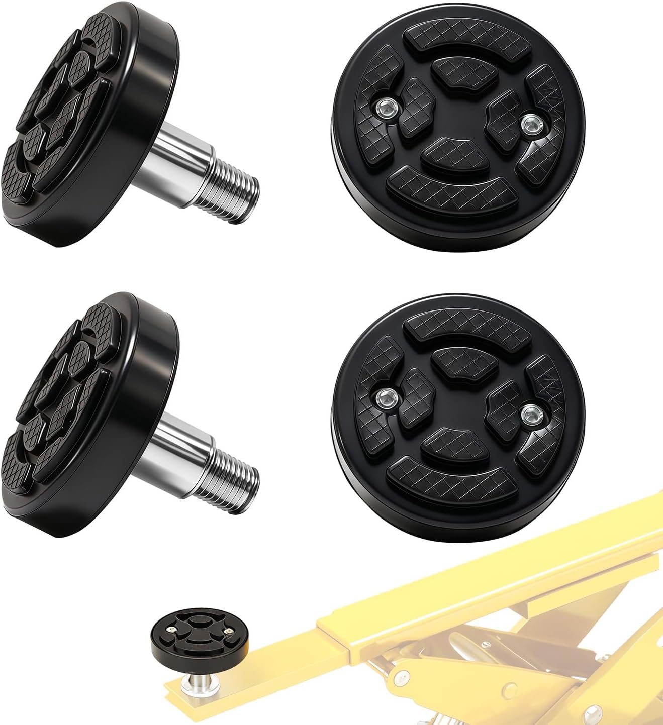 4 Pack 35mm Shaft Diameter Car Lift Round Tray Rubber Pads, Durable Rubber Round Tray Pads Replacement for Bendpak Maxjax Rotary 2 Post Lift and Other 35mm Shaft Diameter Lifts