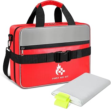 Tamfile 555 Piece First Aid Kit, Fireproof Waterproof Trauma Medical Kits | with Fire Blanket for Any Emergencies, Ideal for Car, Travel, Home, Office, Outdoor, Camping, Hiking, Boating, Dorm