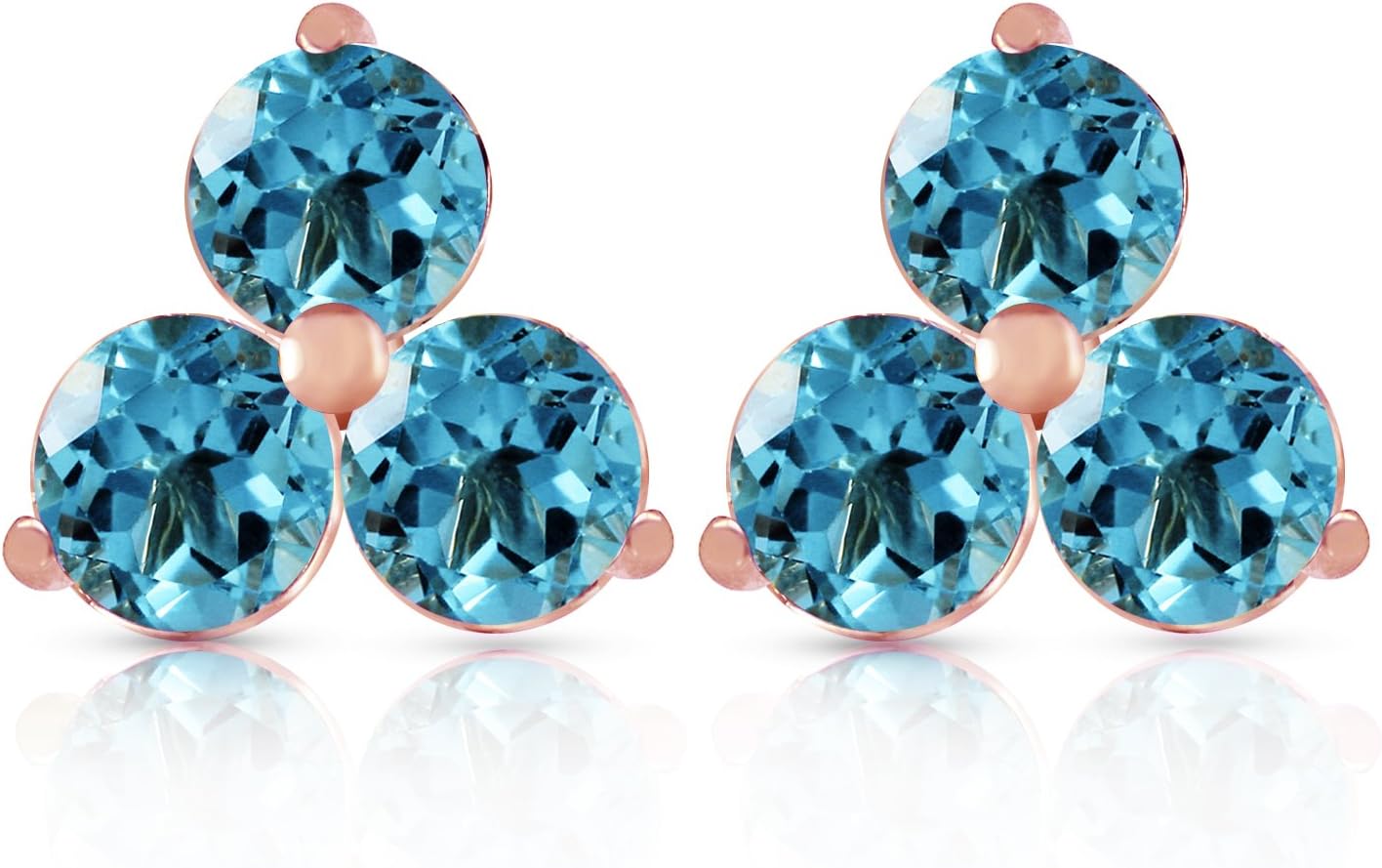 Galaxy Gold GG 14k Solid Gold Stud Earring With Blue Topaz - Image 3