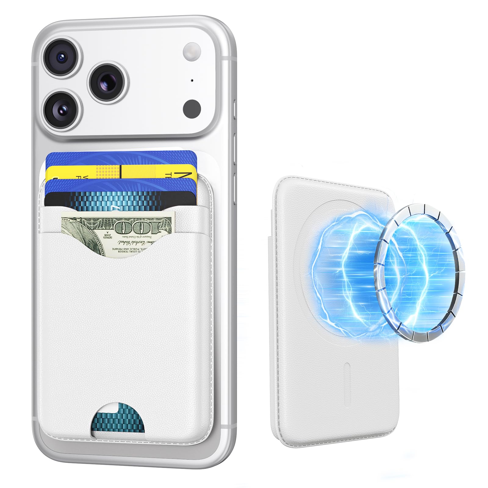 Magsafe Wallet Magnetic Card Holder, White