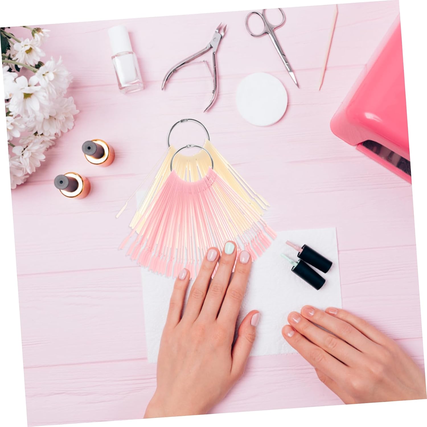 2sets Nail Polish Display Tips Fan-shaped Nail Art Practice Sticks with for Easy Manicure and Art Showcase
