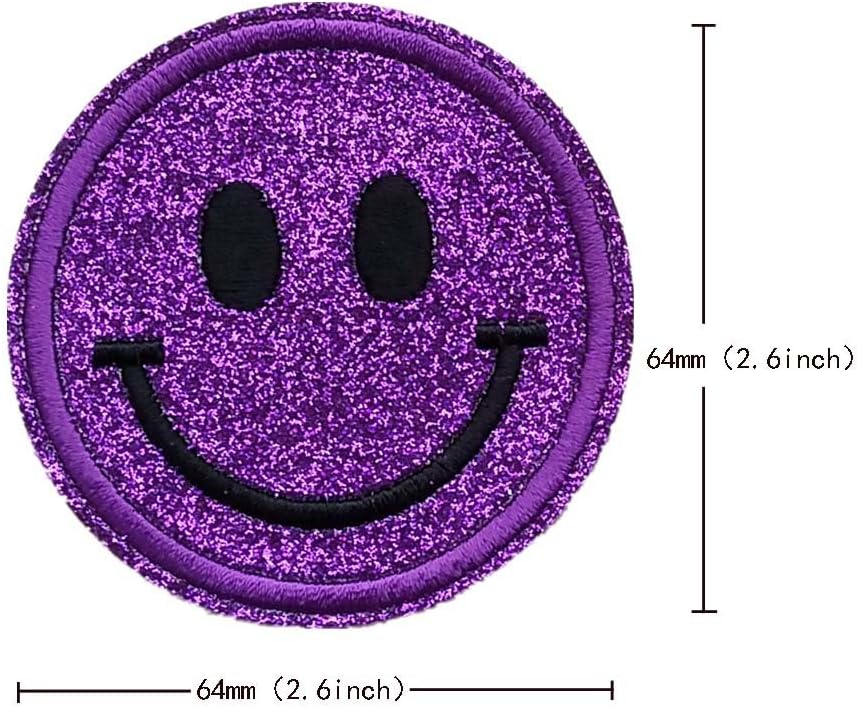 Cute Shiny Spark Smile Face Patch Sewing on/Iron on Embroidered Patches Clothes Dress Hat Pants Shoes Curtain Sewing Decorating DIY Craft Embarrassment Applique Patches (Smile Face 18pcs) - Image 6