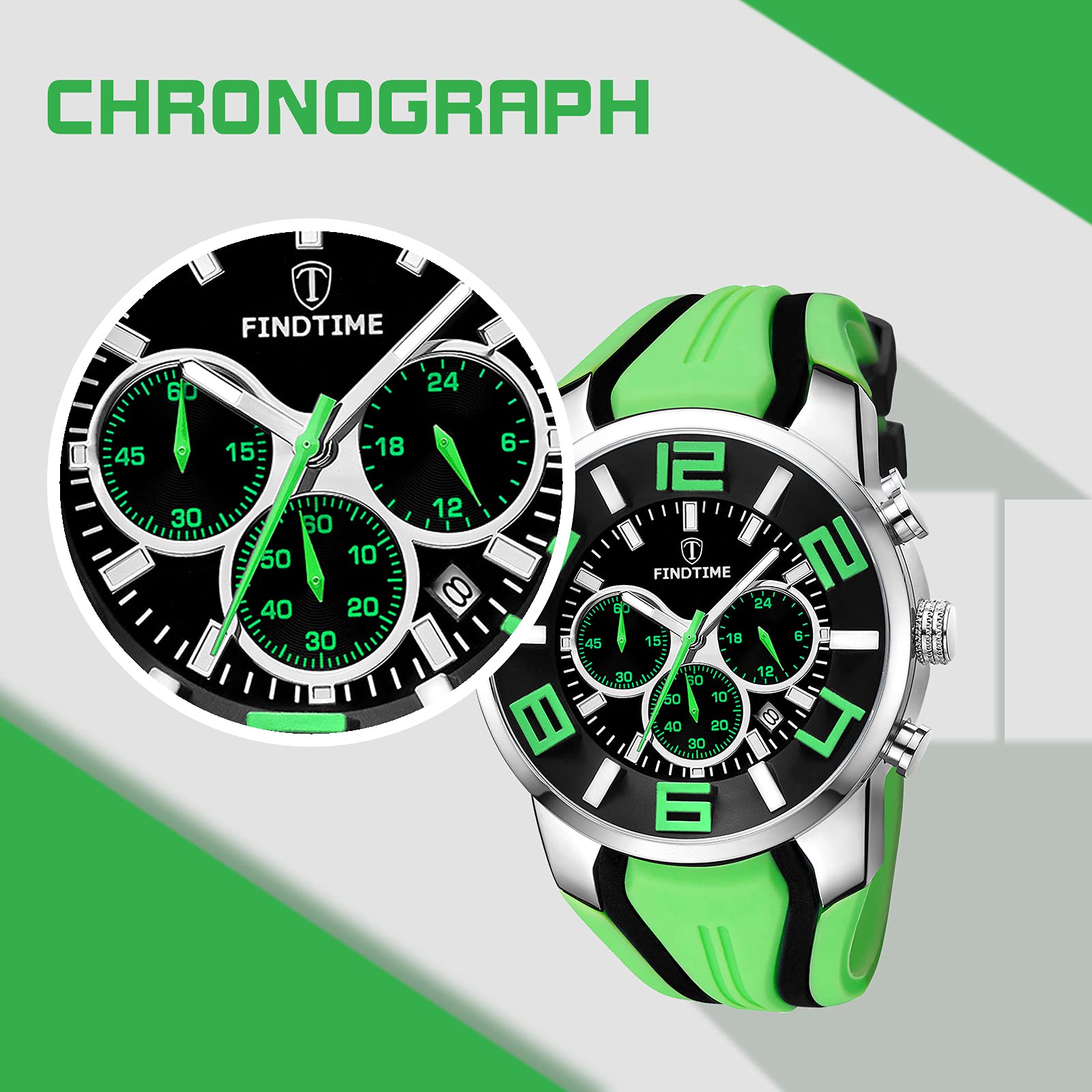Reloj deportivo para hombre, color verde, rojo, negro, azul, naranja, diseño colorido, elegante y elegante para correr y entrenamiento, Exteriores, Verde 3
