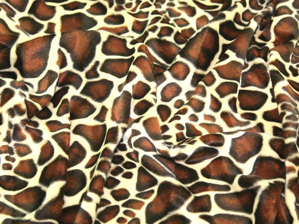 58" wide Animal Print Polyester Velboa Fabric Little Giraffe - per metre