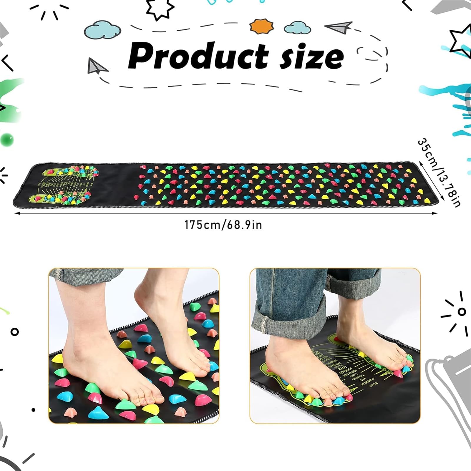 Shumeijian Tapis de massage des pieds, tapis de massage pour la marche, tapis de massage d'acupression des pieds, pour les personnes âgées assises, les étudiants et les employés de bureau (2)