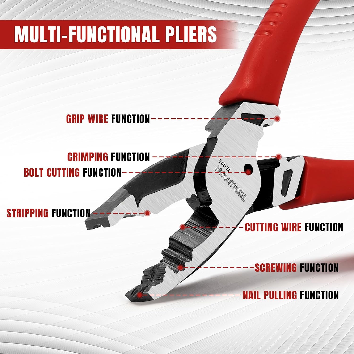 9" Screw Extractor Pliers - 7 in 1 Multi-function Linemans Plier