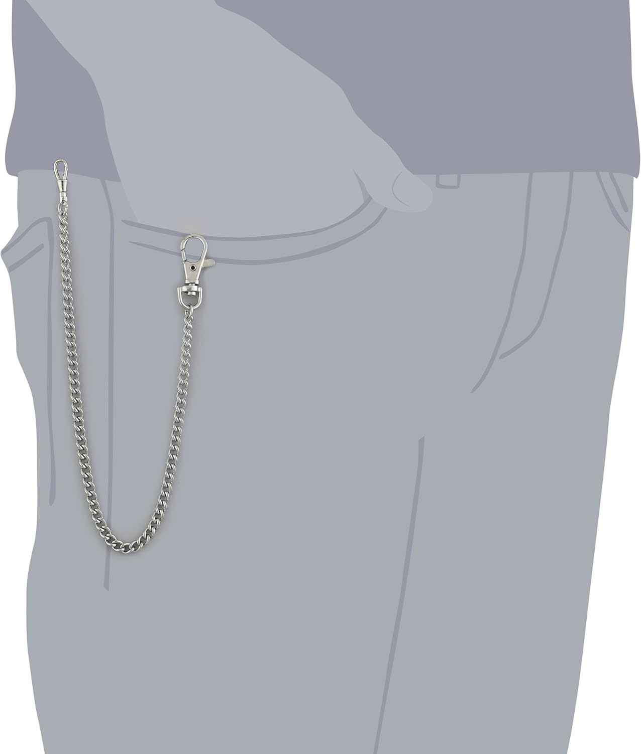 Charles-Hubert, Paris 3548-W Stainless Steel Pocket Watch Chain