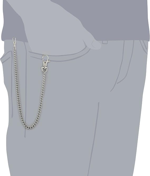 Charles-Hubert, Paris 3548-W Stainless Steel Pocket Watch Chain