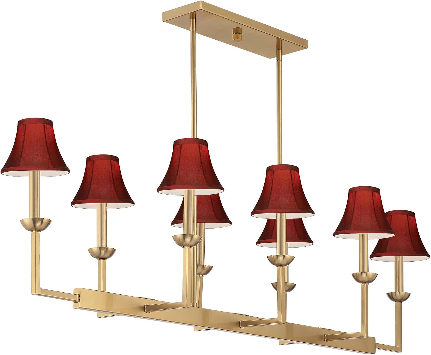 Possini Euro Design Possini Euro Kime 50" W Gold 8-Light Island Chandelier with Red Shades