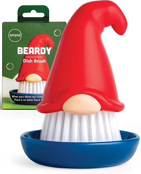 New!! Beardy Dish Brush by Ototo - Dish Scrub Brush, Gnome Gifts, Gnomes, Quirky Gifts, Dish Brush, Cute Kitchen Accessories, Funny Kitchen Gadgets