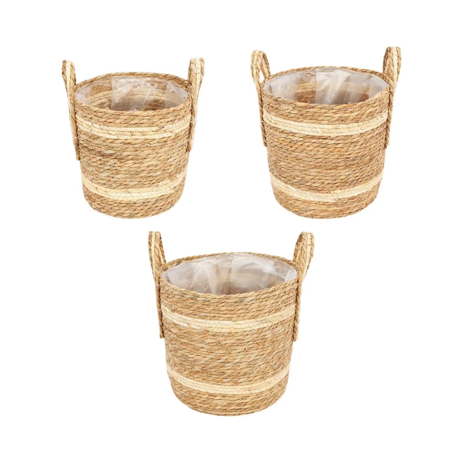 Wiklinowy kosz piknikowy, Woven Planter Basket Flower Pot Cover Multiple Sizes For Indoor Outdoor Plants(28cmx28cm)