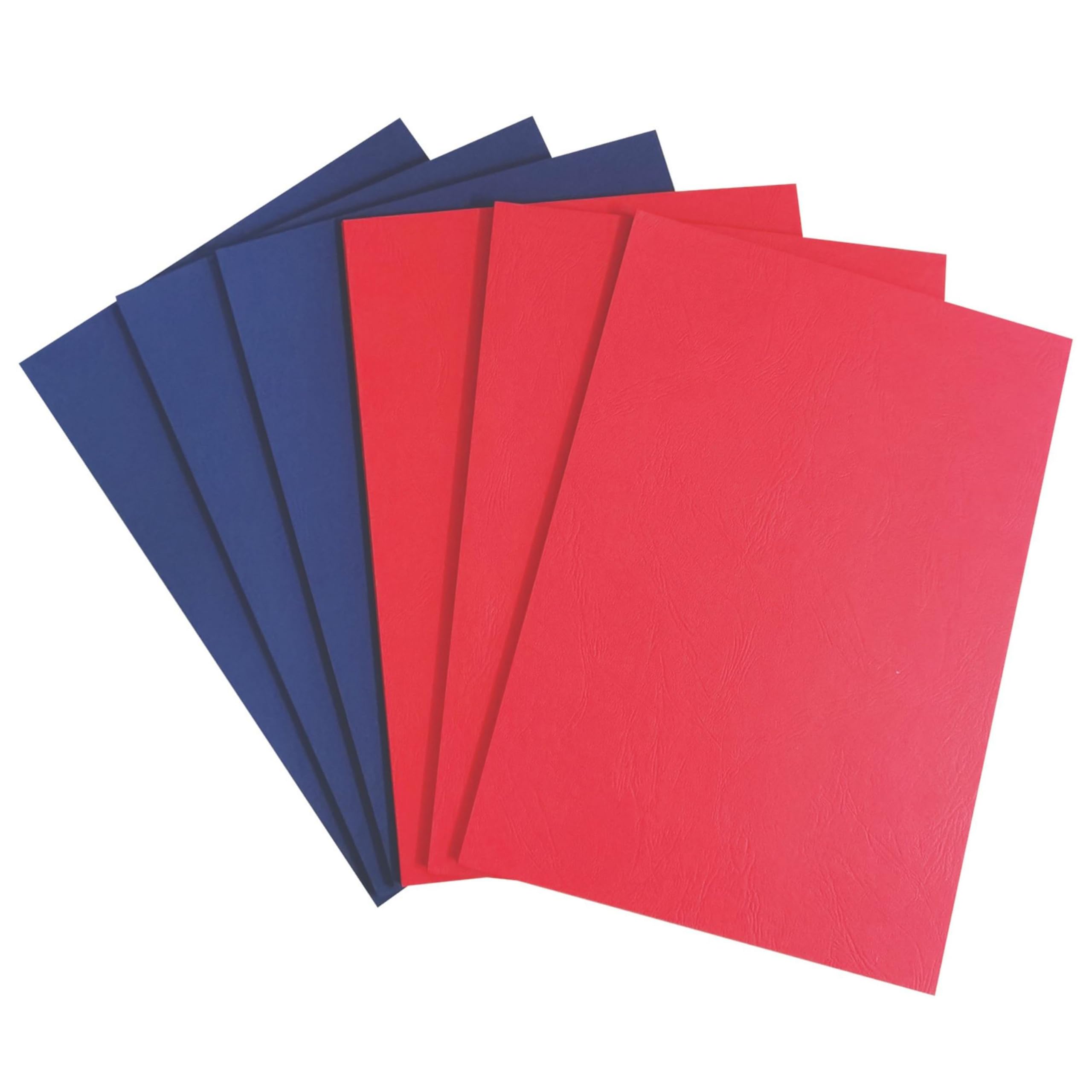 Noti Premium A4 Royal Blue & Red Card 270gsm, Leathergrain Comb Binding Cover, Cardstock for Crafting, Card Making, Scrapbooking (Pack of 100)