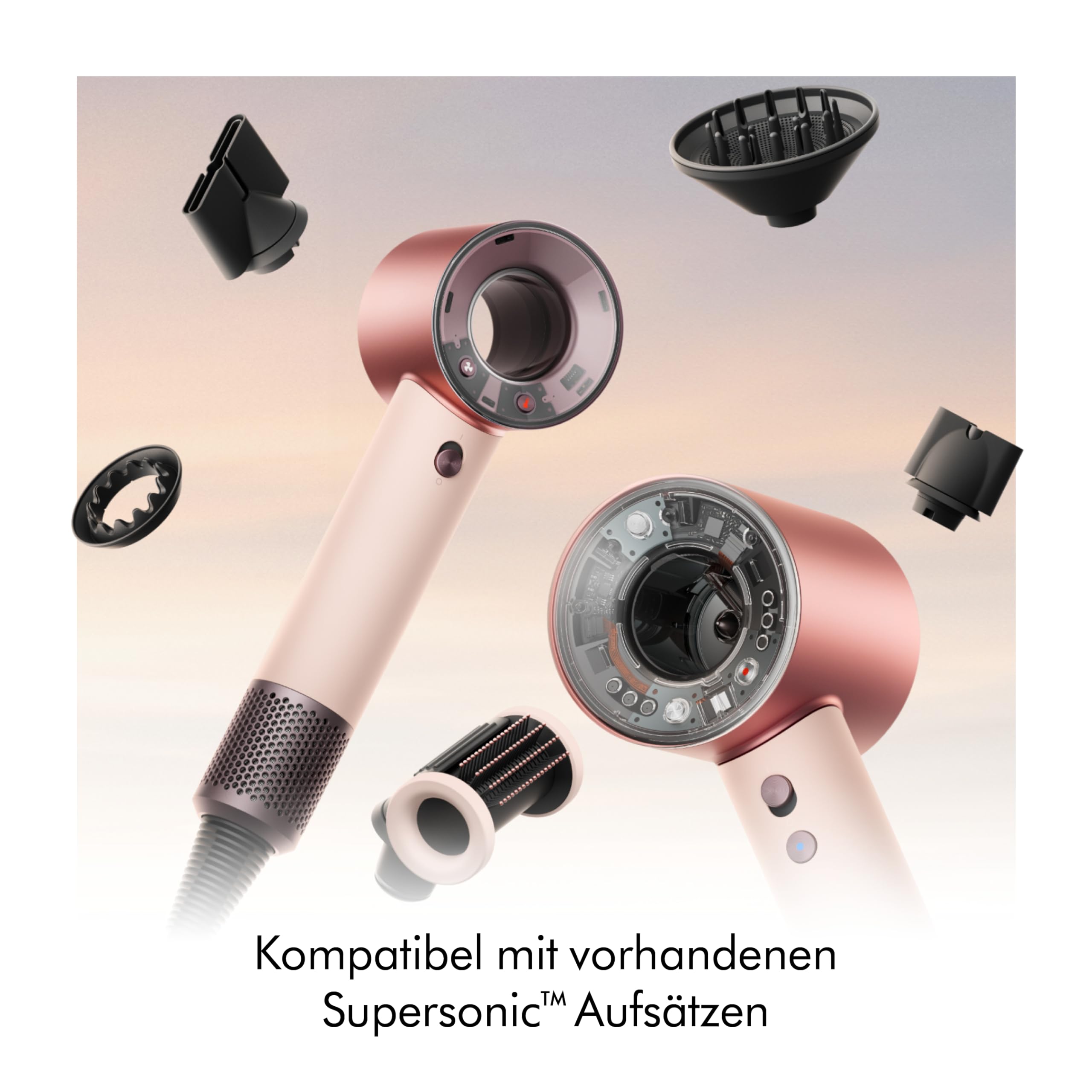 Dyson Supersonic Travel™ Haartrockner – Kompakt & Leicht, Schnelles Trocknen, 1220W, Universaler EU-Stecker, Intelligente Temperaturregulierung, ideal zum Reisen, Ceramic Pink/Rose Gold