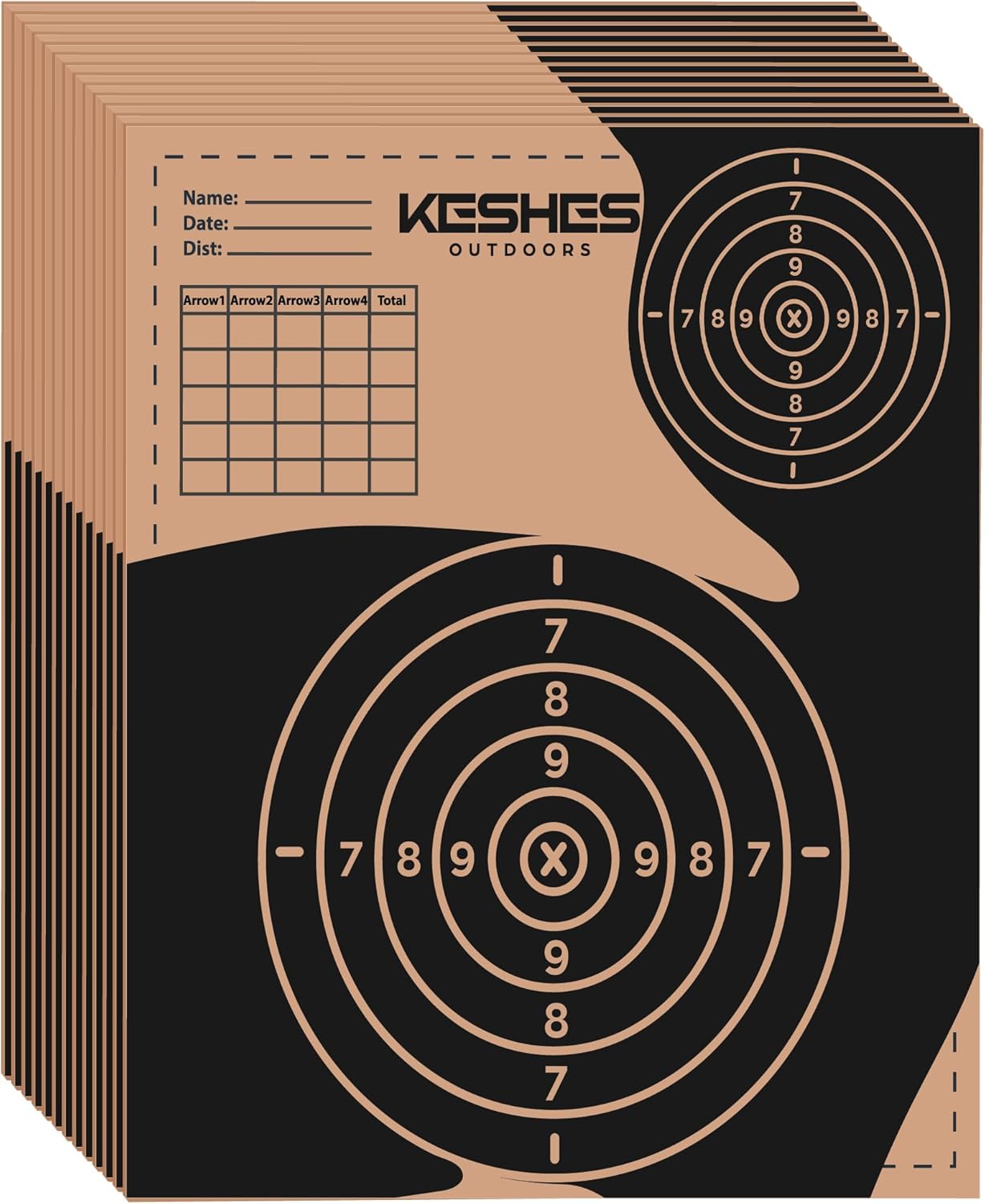 KESHES Archery Cardboard Targets - Durable Paper Sheets for Recurve, Longbow, & Hunting Bows for Target Practice - 13"x16" Outdoor Archery Boards for Target Stand - 25 Pack