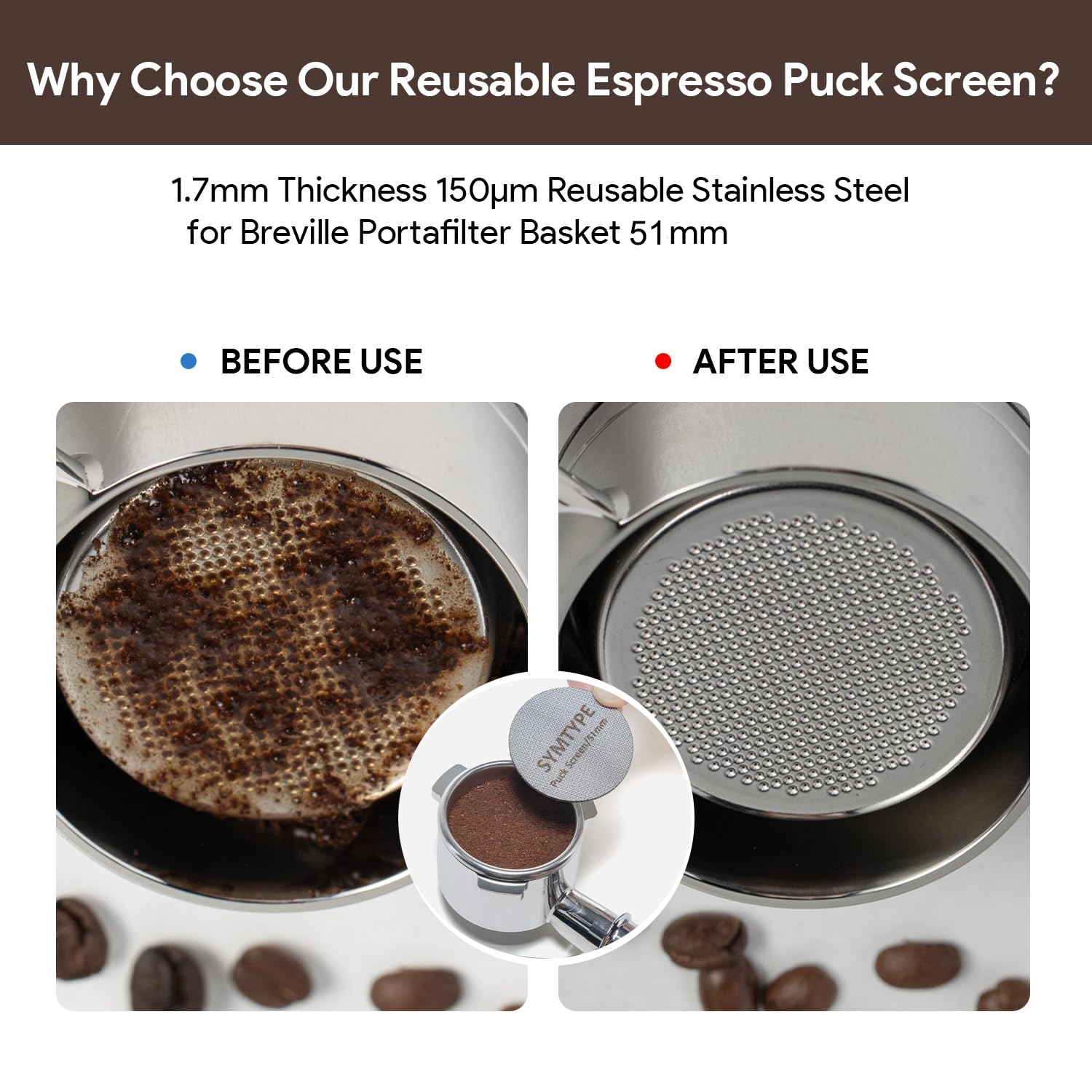 Kit de accesorios de espresso de 51 mm: juego de prensado de espresso, herramientas de café espresso con herramienta WDT, pantalla de disco, embudo dosificador, kit de accesorios para máquina de