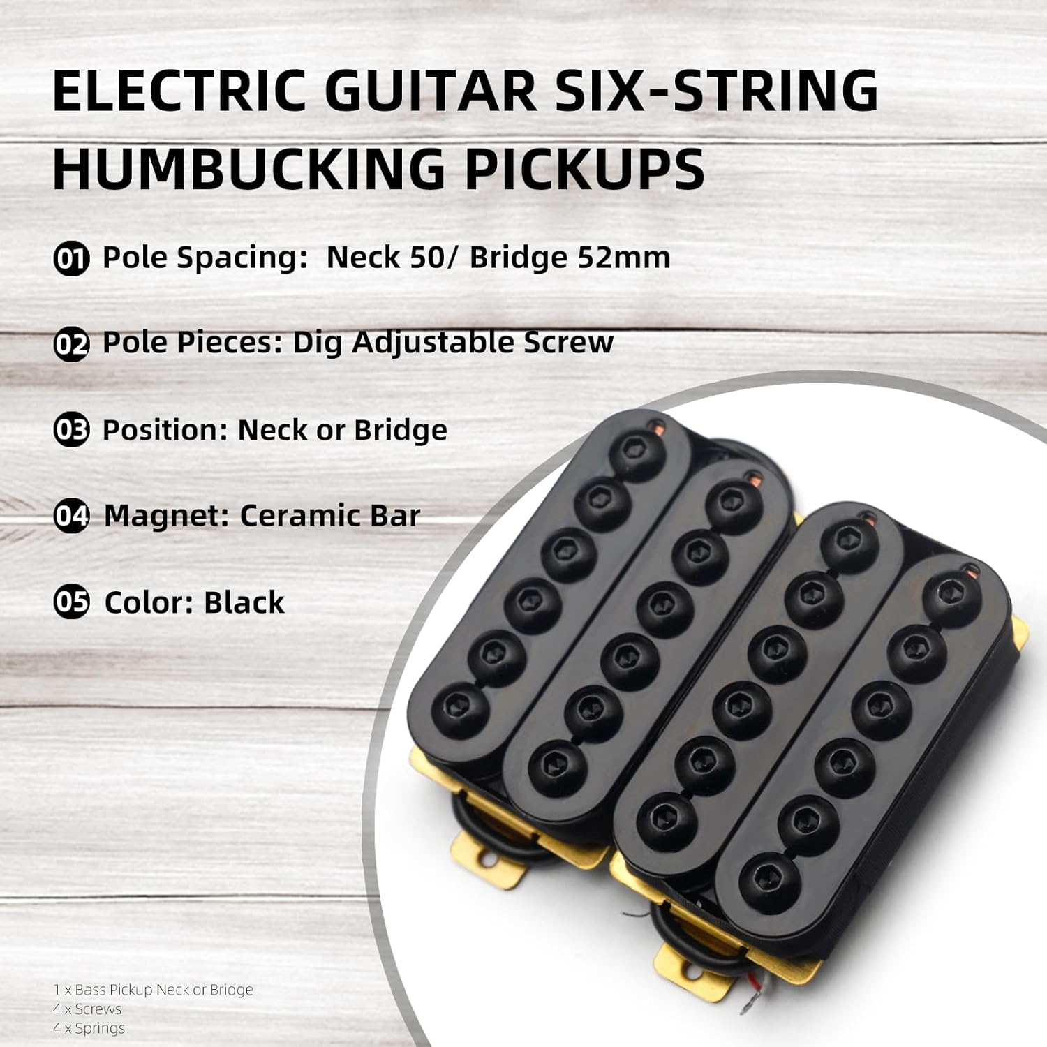 MAXCHEER Guitar Humbucker Pickup (black, 7.5K&16.6K)