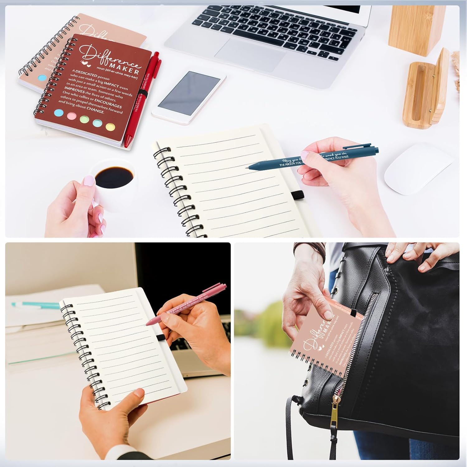 Jetec 25 Sets Employee Appreciation Gifts for Office Team Motivational Spiral Notebooks with Sticky Notes Coworker Valentines Gift Inspirational Pens Thank You Gifts