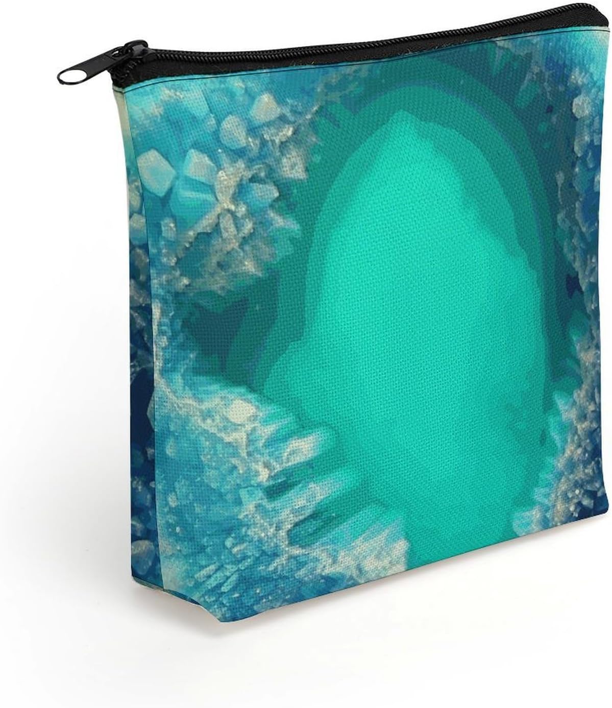 Linen Flat Makeup Bag for Women Cute Small Cosmetic Pouch with Zipper
