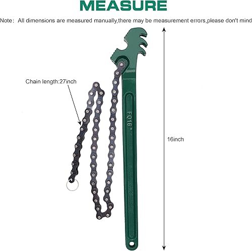 Miniatura 5 de Llave de cadena de trinquete, 16 pulgadas de aceite automotriz para filtro de combustible y cadena de alicates, herramienta de extracción ajustable