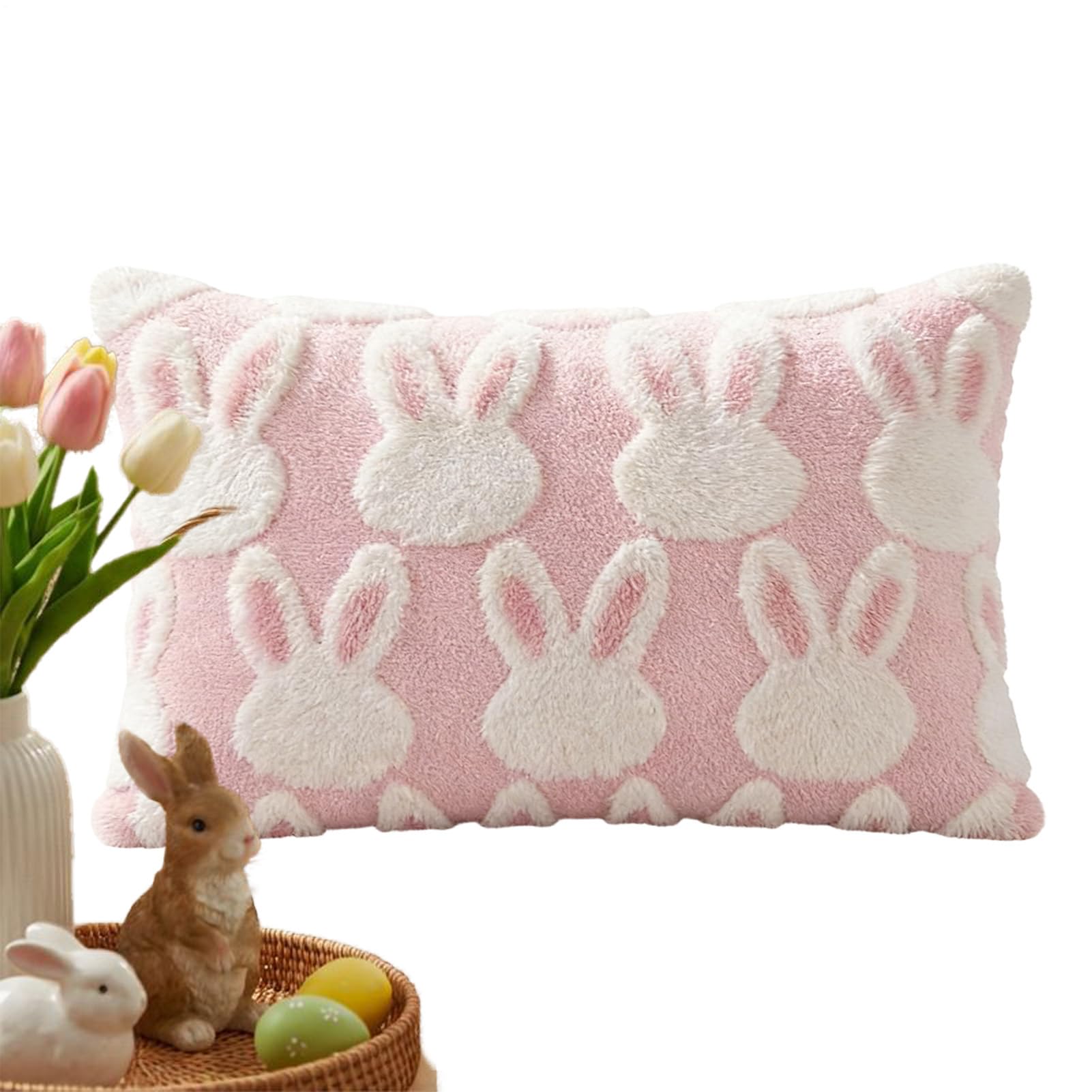 Housse de coussin de Pâques en peluche pour décorer le canapé de l'appartement au printemps