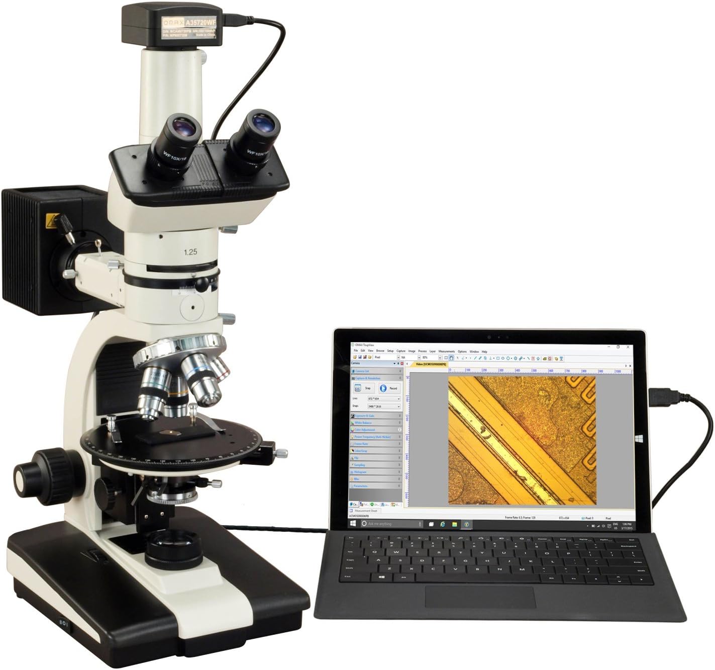 OMAX 50X787.5X 18MP USB3.0 Trinocular Ore Petrographic Polarizing