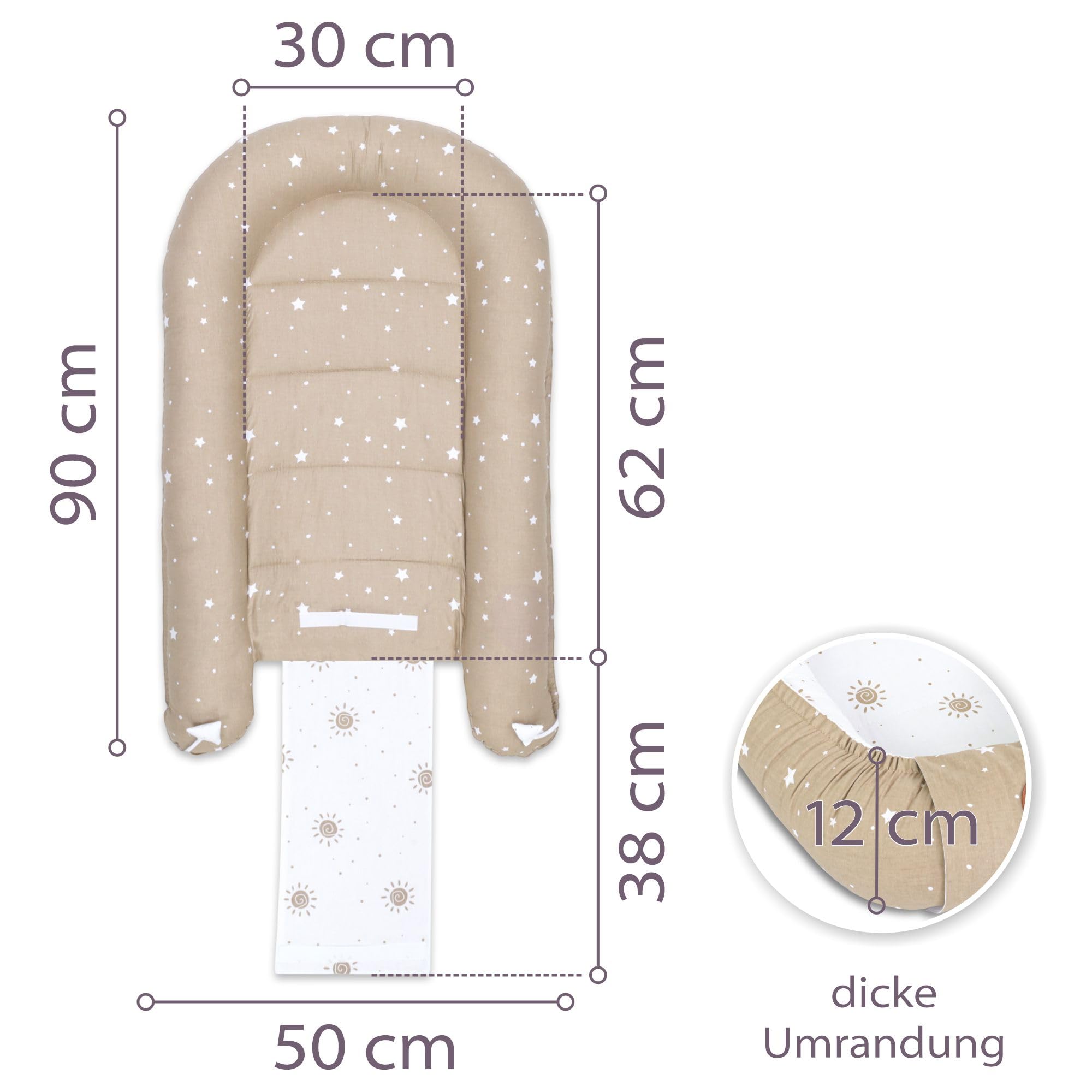 Babynest bozzolo neonato Cocoon 90 x 50 cm - Nido per Neonati riduttore lettino Fatto a Mano - Nido Coccola per Bambini coccolone in Cotone Solare