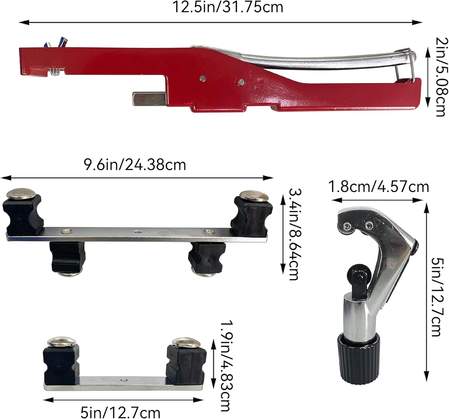 HFS(R) Copper Aluminum Tube Bender Kit, Refrigeration Ratcheting Pipe Tubing Bender Hand Tool 1/4 to 7/8 Inch with Tube Cutter for HVAC Refrigeration System （black）