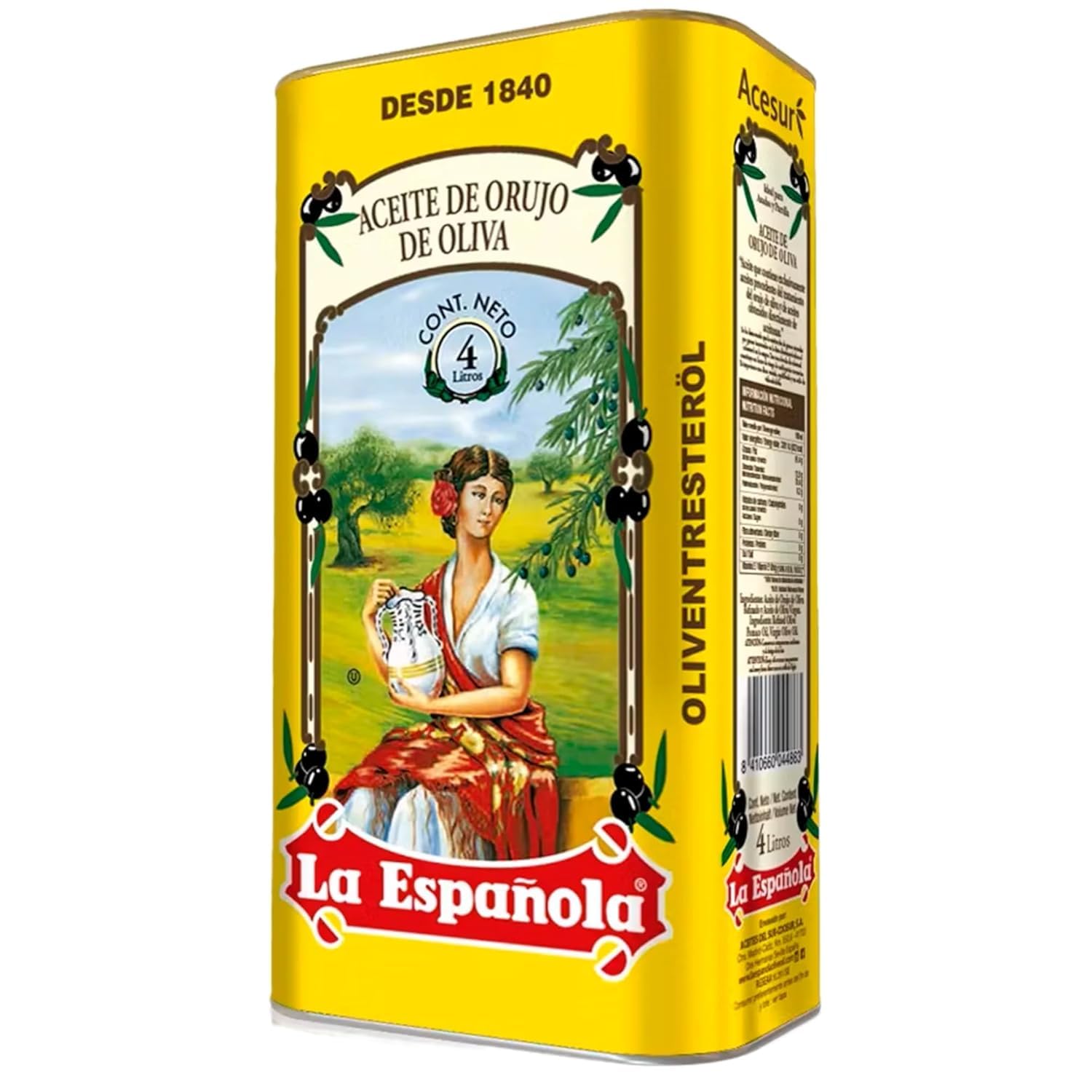 LA ESPAÑOLA Huile d'Olive de Grignons Origine Espagne, Idéal pour Fritures, Sauces et Sautés (4 L)