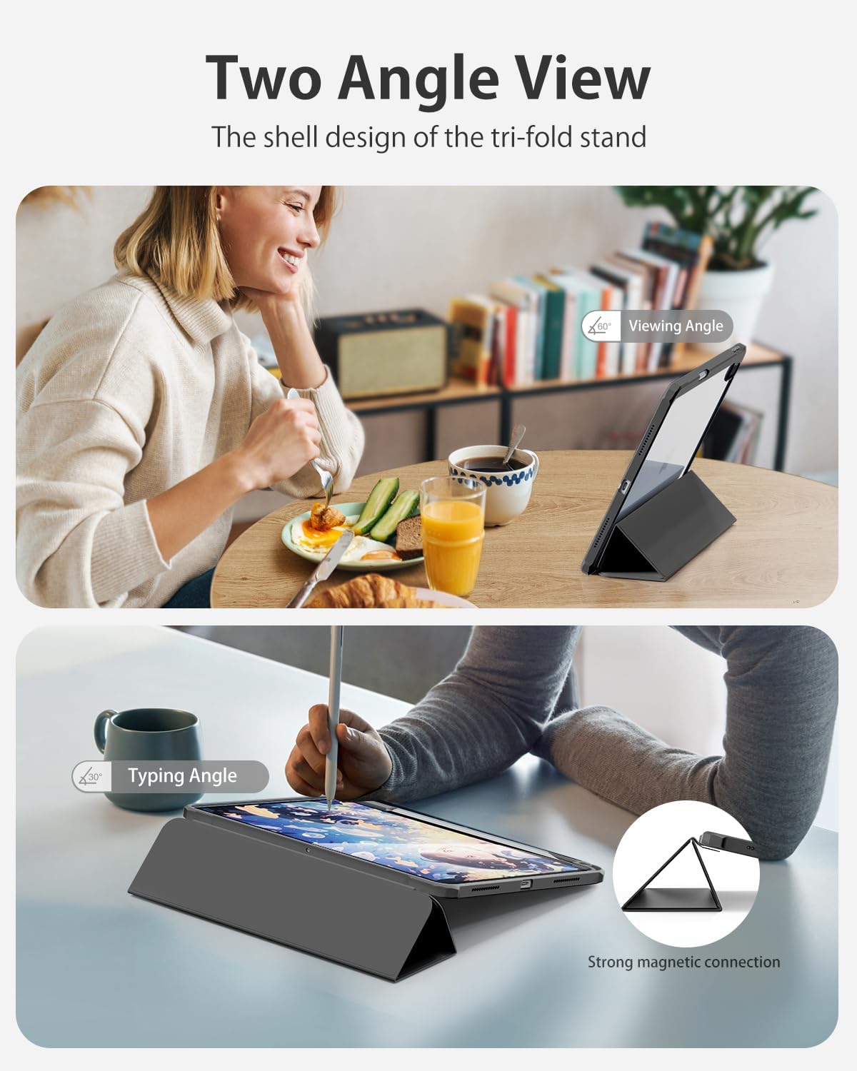 Aoub Case for iPad (A16) 11th/10th Generation 11/10.9 inch 2025/2022, Black image 5