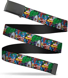 unisex child Buckle-down Web Avengers 1.0" Belt, Marvel Comics/Marvel Characters Collage, 1.0 Wide - Fits up to Kids Size 20 US