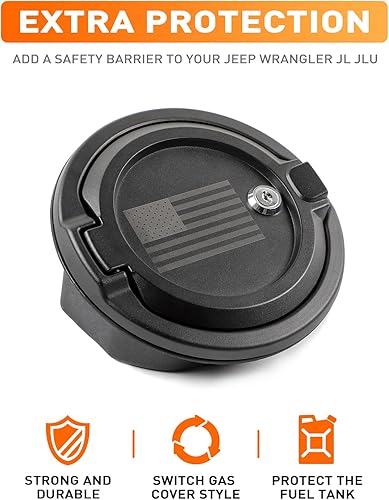 Miniatura 9 de Savadicar Cubierta de tapa de gasolina, puerta fija magnética para tanque de combustible para Jeep Wrangler JL JLU 2018-2023 24 puertas,