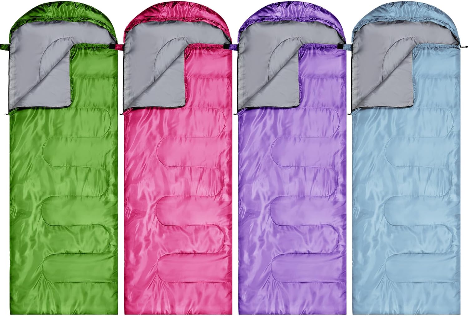 Tudomro 4 Pcs Camping Sleeping Bag for Adults Lightweight Packable Waterproof Camping Gear Equipment to Keep Warm for Outdoor Backpacking Hiking Travel (Purple,Pink,Blue,Orange Green)