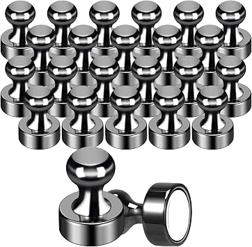 Pack of 56 Black Magnetic Push Pins,Fridge Magnets for Whiteboard,Whiteboard Magnets,Strong Refrigerator Magnet,Push Pin Magnet for Office School Locker