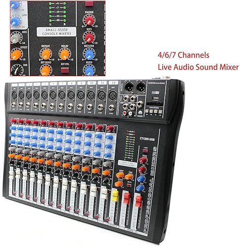 Miniatura 3 de Mezclador DJ CT-120S Consola de mezcla de audio USB profesional de 12 canales, estudio de música, mezclador de audio de estudio en vivo, consola de