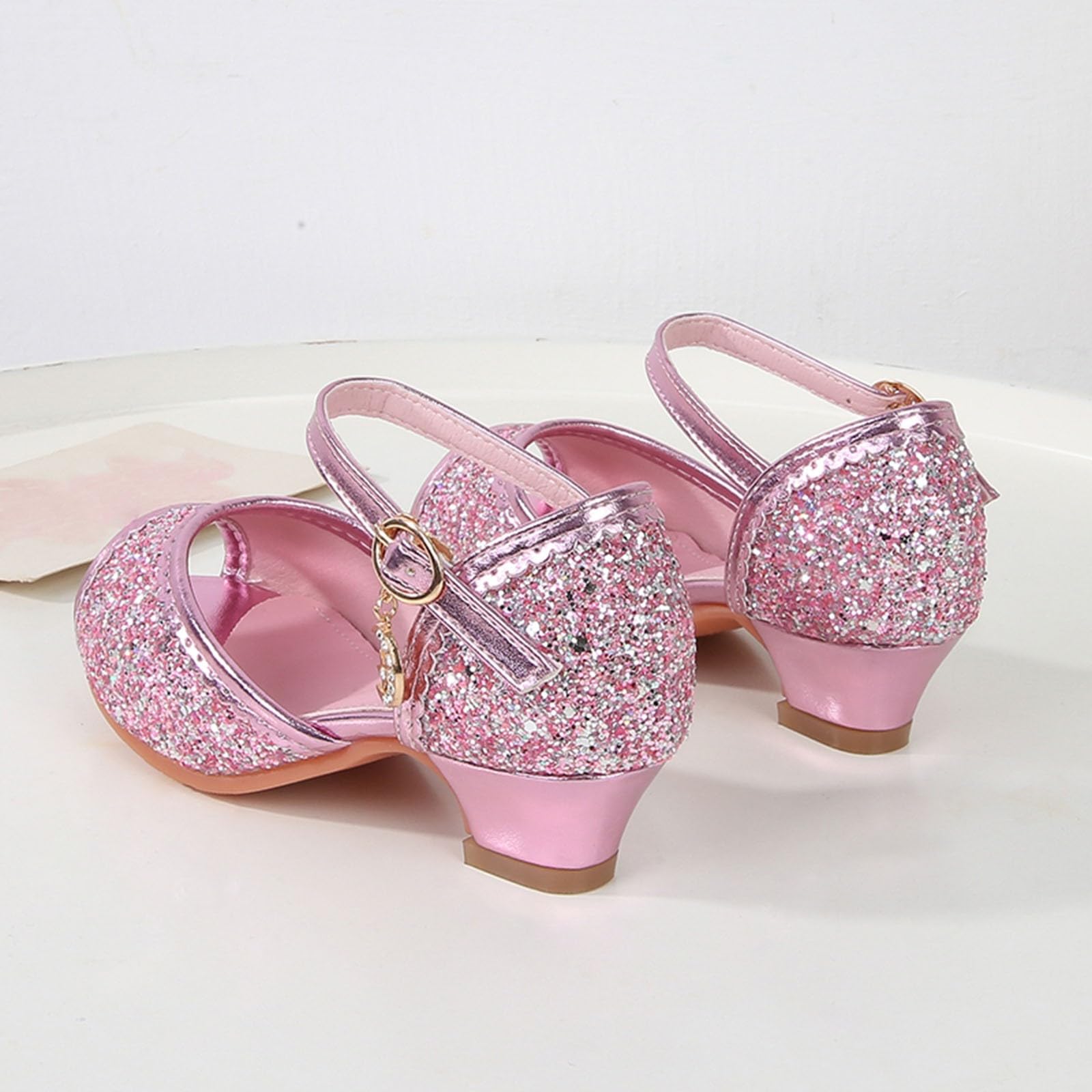 Mädchen Kristall Schuhe mit Absatz Festliche Schuhe Glitzer Prinzessinschuhe mit Pailletten Kinder Sandalen Elegant High Heels für Halloween Fest Fasching Geburtstag Party
