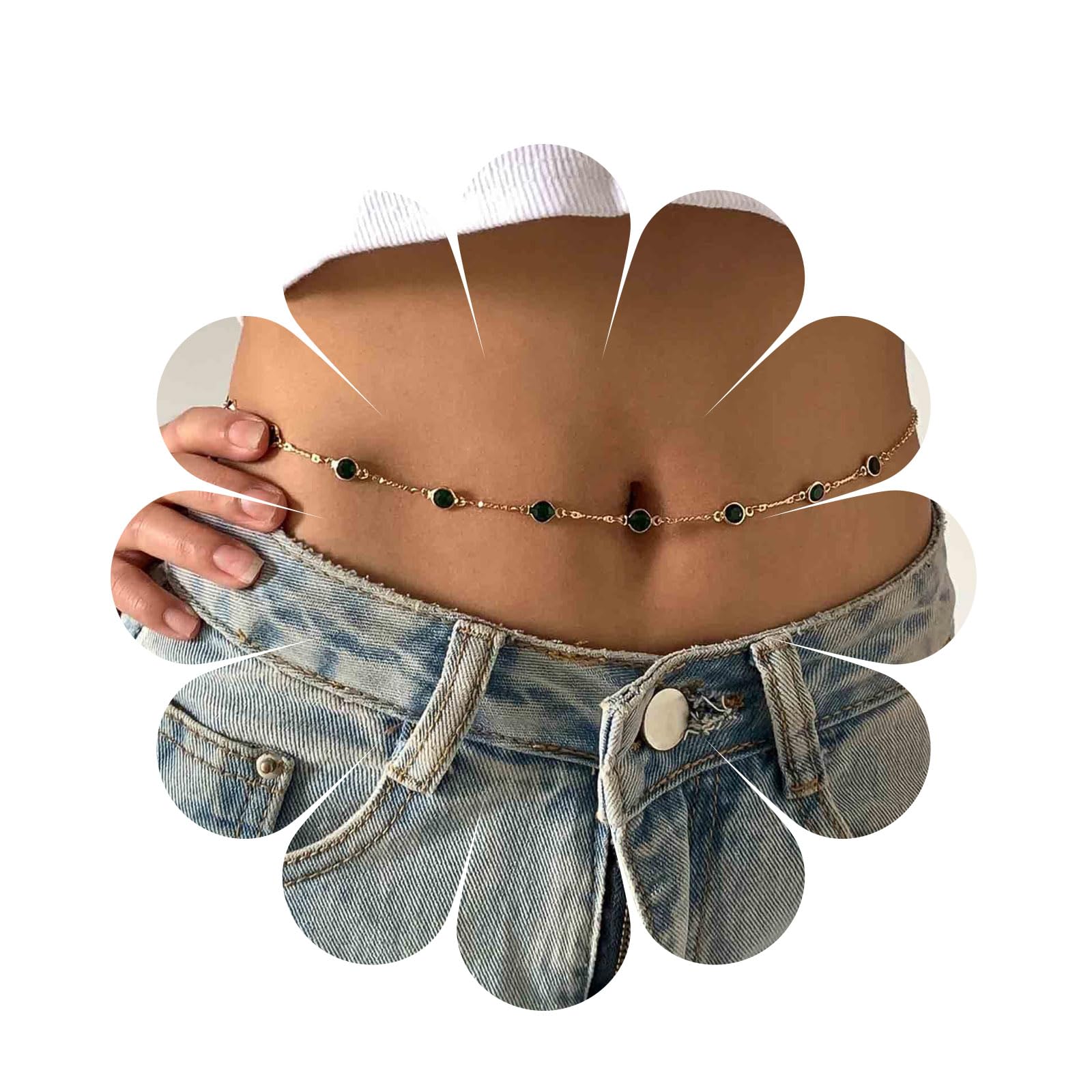 Chaîne De Ventre Bikini Or - Chaîne De Taille Boho Ajustable 31,5"+2", Alliage, Accessoire Corps Femme été Plage