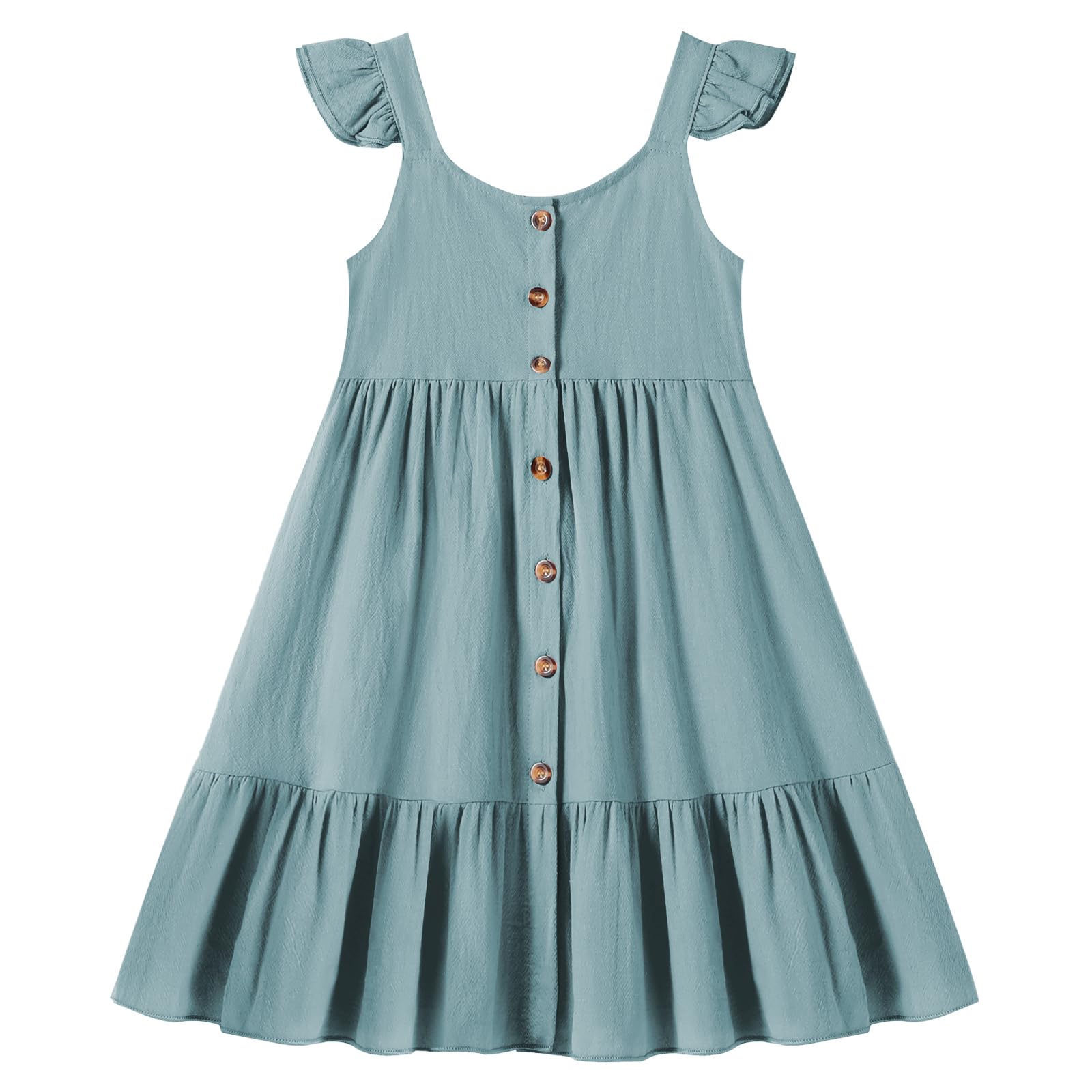 TATAKERI Toddler Baby Girls Summer Dress Ruffle Halter Sleeveless Casual Little Girl Dress with Button 18M-6T