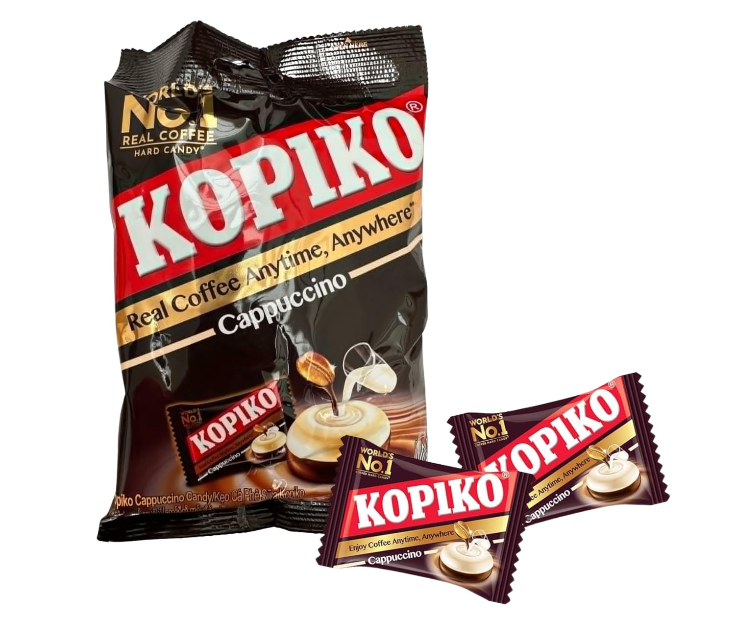 KOPIKO Cukierki do kawy Cappuccino - Autentyczne kawaowe przyjemności - OG ASIA - 175 g woreczek