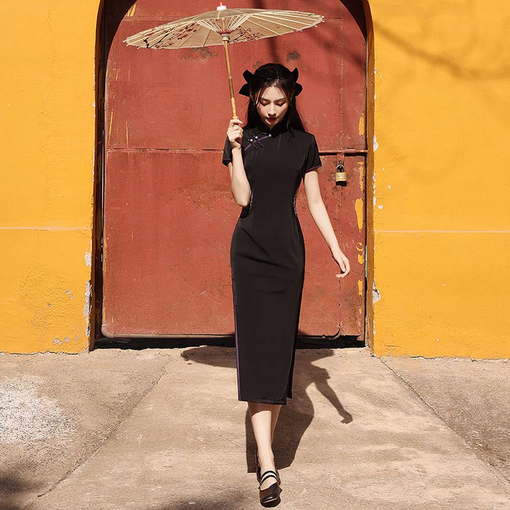 chinese black dress SWEPER Womens Color:BLACK LEATHER The waist design combines 50% OFF VIP Moda International vintage mini