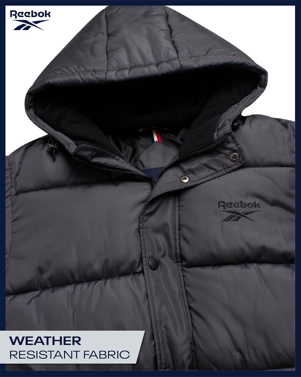 Reebok Mens Winter Jacket - Heavyweight Insulated Mens Winter Coat - Wind Water Resistant Quilted Puffer Jackets for Men - Image 5