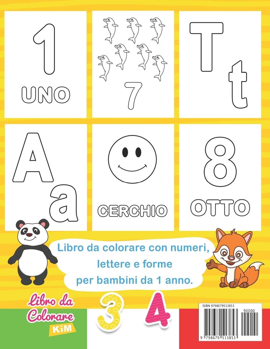 Libro da colorare per bambini: Numeri, Lettere, Forme, attività prescolare