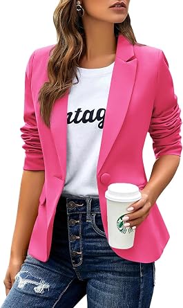 huatandis Womens Business Casual Blazer Notched Lapel Work Suit Jacket