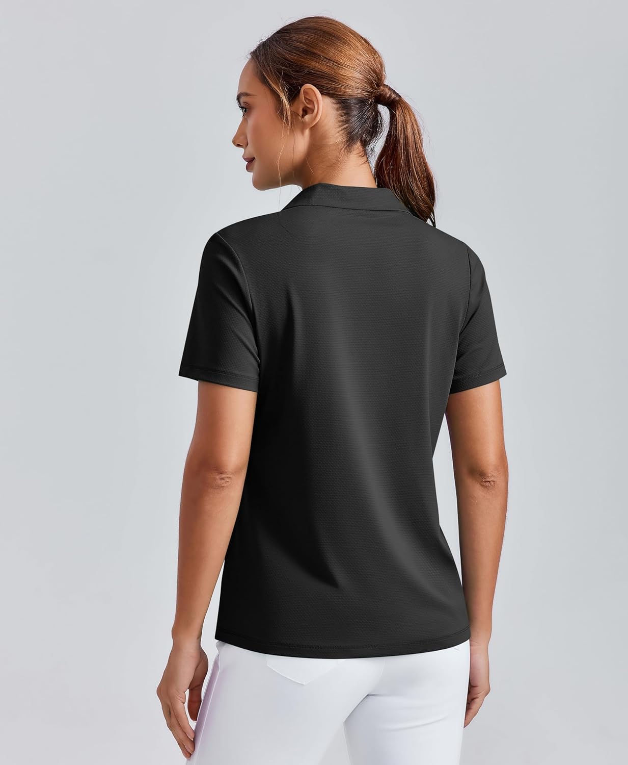 PINSPARK Womens Golf Shirt Short Sleeve Polo Shirts UPF 50+ Tennis Top V-Neck Workout Tops Collared Activewear T-Shirts - Image 2