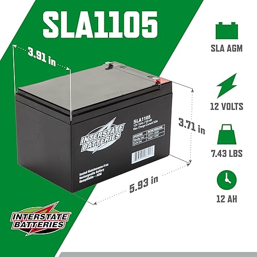 Miniatura 3 de Interstate Batteries Batería de 12V 12Ah (terminal F1) SLA AGM VRLA Recargable Reemplazo para APC, Sistemas de Respaldo UPS, Iluminación de
