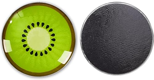 Miniatura 3 de Whaline Imanes redondos para refrigerador de frutas, 18 unidades, imanes de cristal para nevera, coloridos, naranja y limón, calcomanías magnéticas