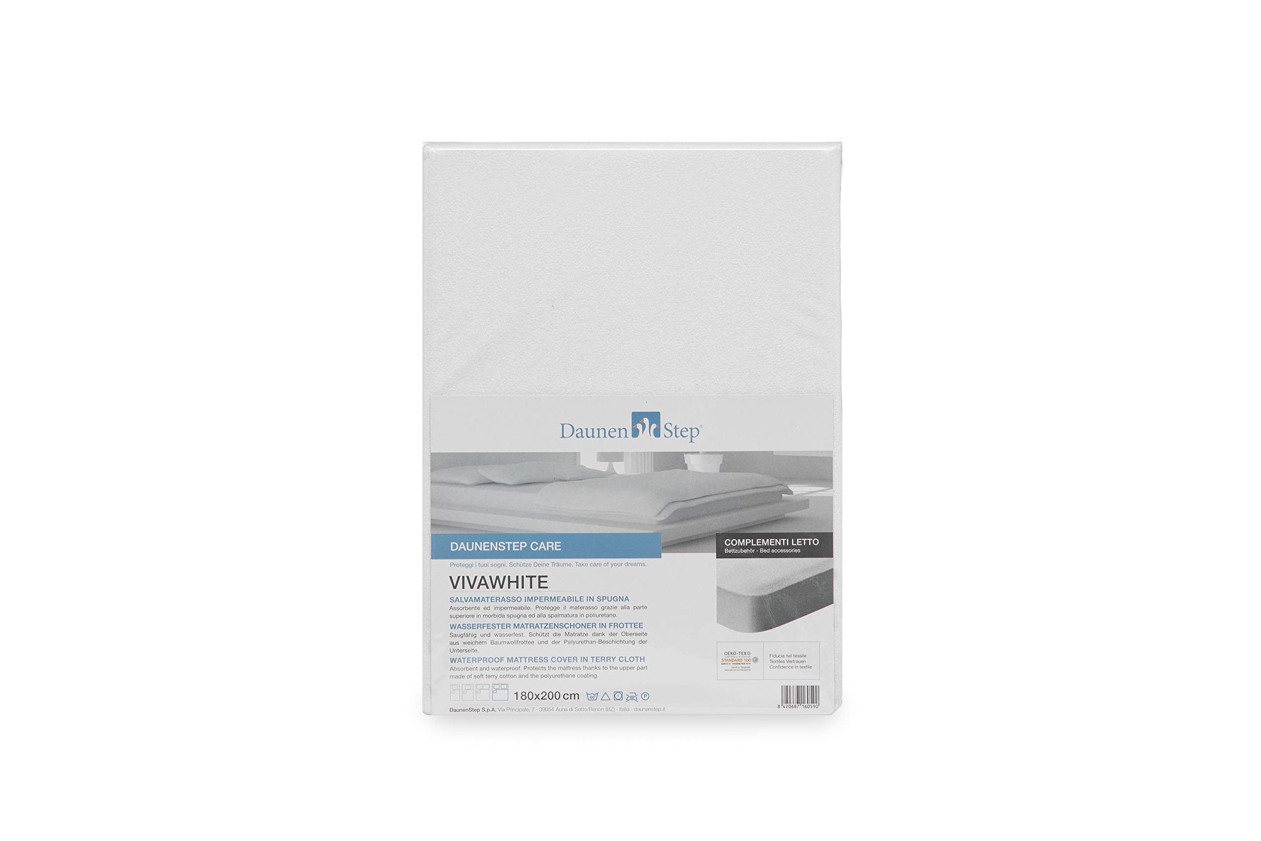 DaunenStep Coprimaterasso impermeabile Care Protect - Vivawhite | 170-200 x 200 cm - matrimoniale