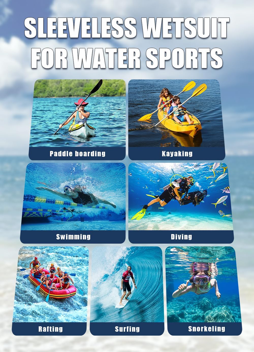 GoldFin Wetsuit Top for Women, Wet Suit Vest 2mm Neoprene Sleeveless Front Zip Jackets for Water Sports Swimming Diving Surfing Snorkeling - Image 5