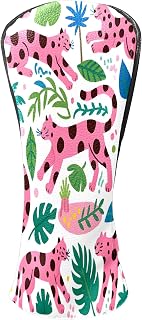 Golf Club Head Covers Pink Panther Design - Premium Water-Resistant PU Leather with Plush Lining - Fits Driver Fairway Woods, Ideal Golf Gifts for Men Women