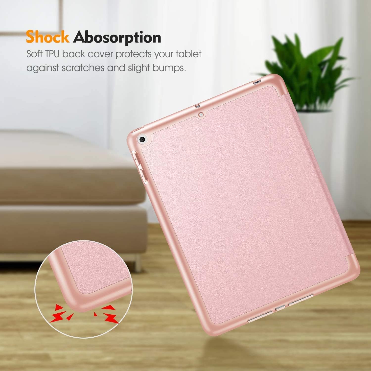 SaharaCase Folio Case for Apple iPad 10.2" (8th Gen 2020) and (9th Gen 2021) [Shockproof Bumper] Rugged Protection Anti-Slip Grip Slim Fit (Pink)