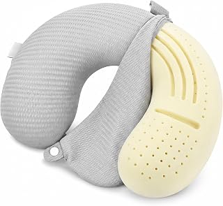 Neck Pillow Cover Travel U Neck Silk Pillow Case Cover Breathable Mesh Travel Necks Pillows Replacement Covers with Zipper Necks Pillows Washable Covers (No Filler Grey)